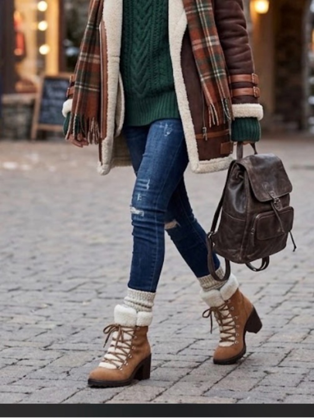 Nine West Tan Lace-Up Sherpa Ankle Boots